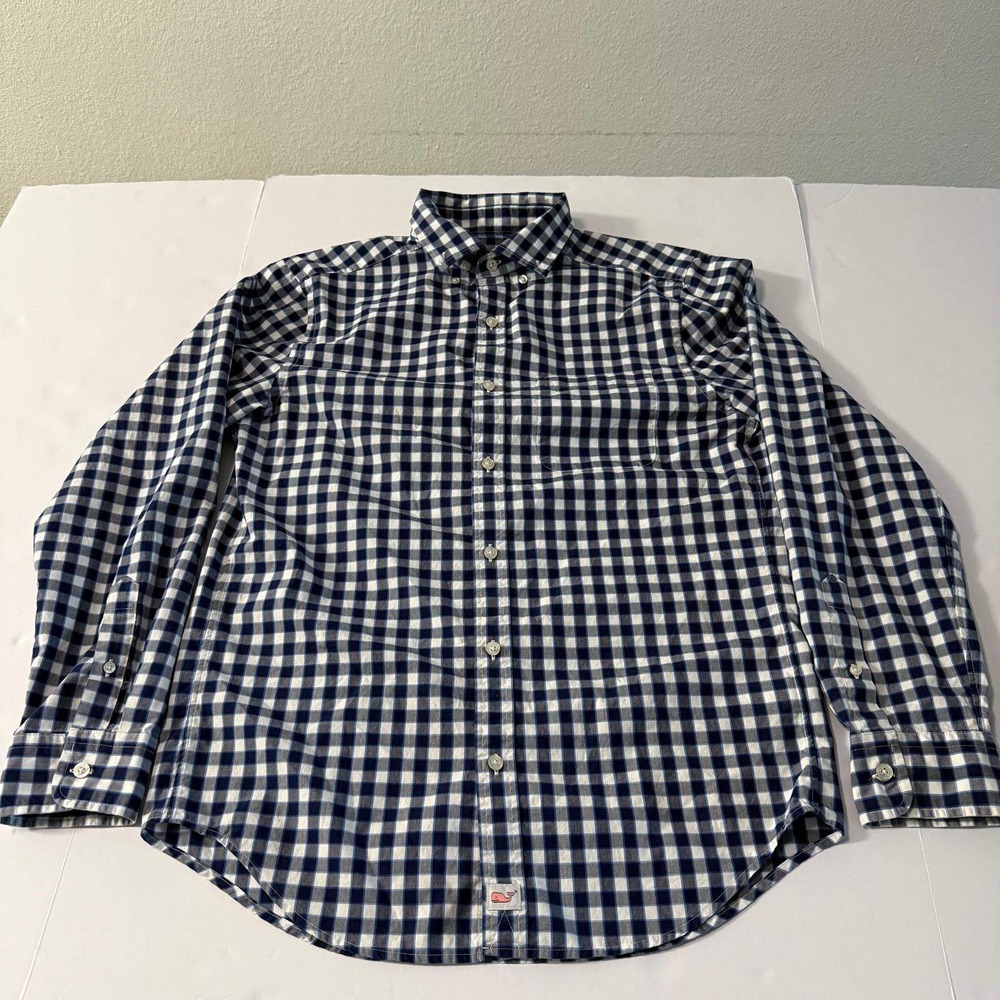 Vineyard Vines Mens Classic Fit Murray Shirt Navy Gingham Check Cotton Small
